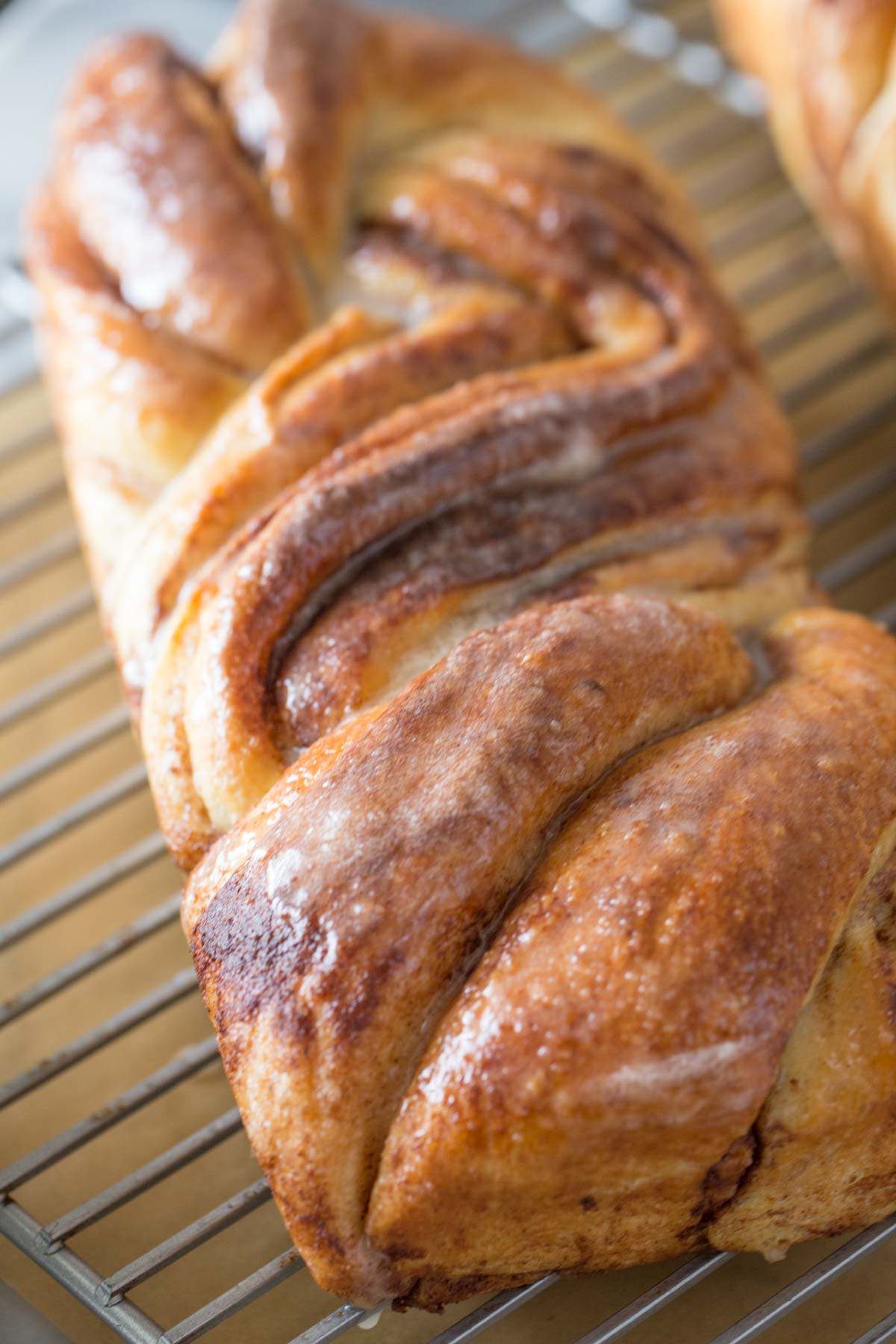 Close up shot of Cinnamon Twist Bread.  