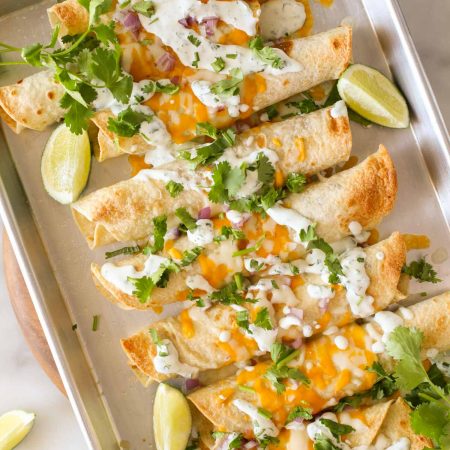 BBQ Chicken Taquitos With Cilantro Lime Cream - Lovely Little Kitchen